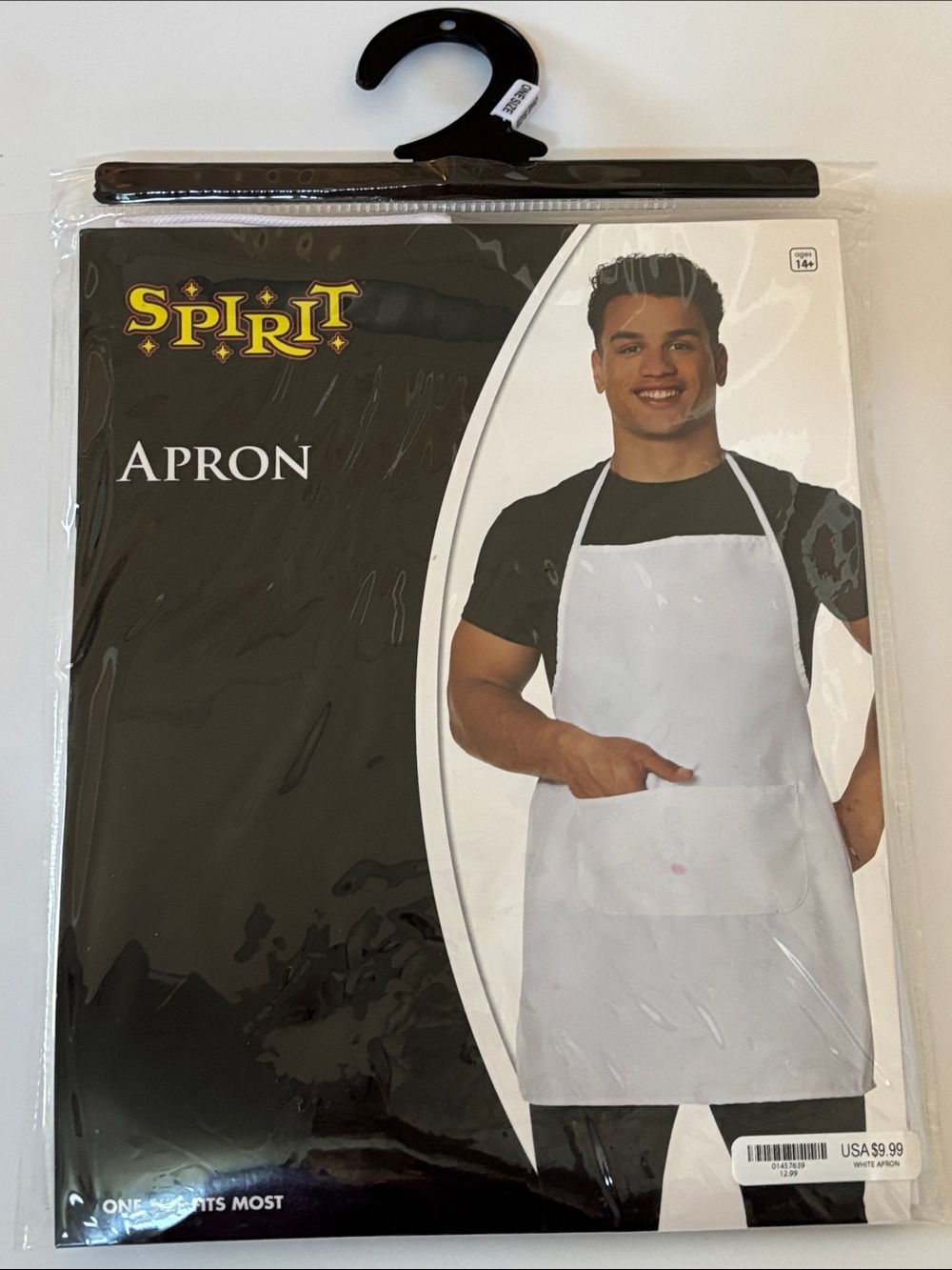 Spirit White Apron with Neck Strap and Pocket
